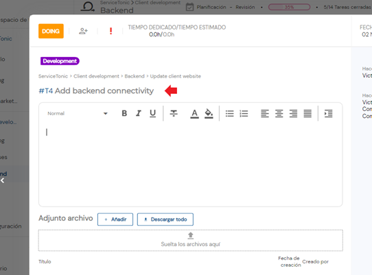 Renombrar una tarea Renombrar una tarea